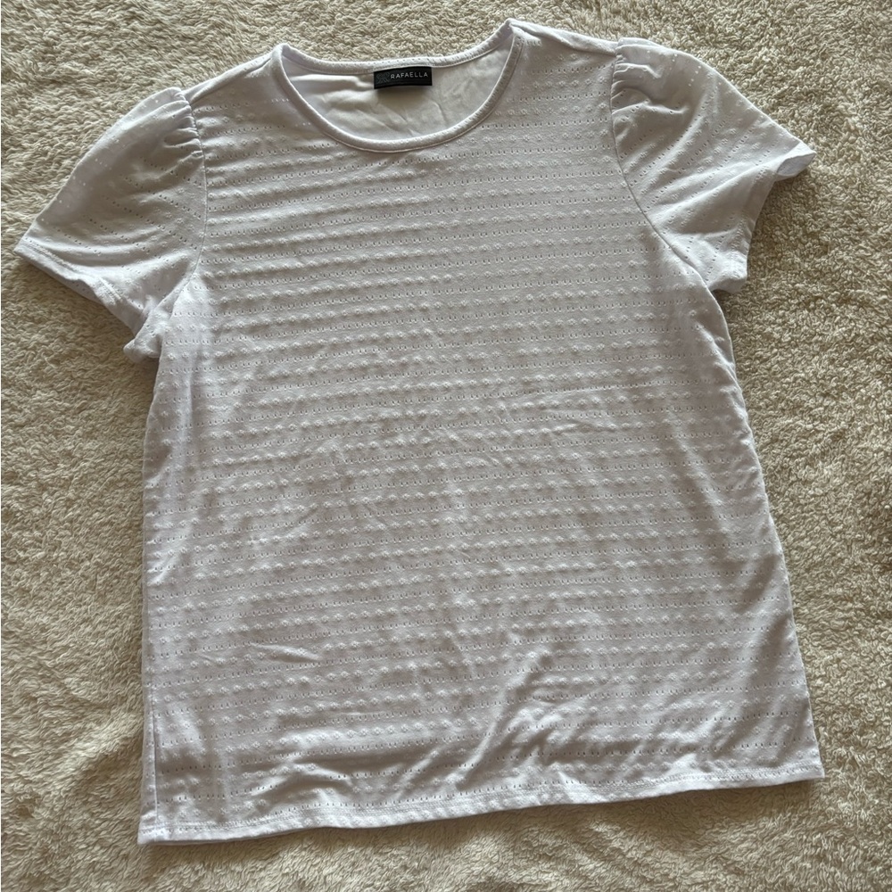 Rafaella White Lined Top M